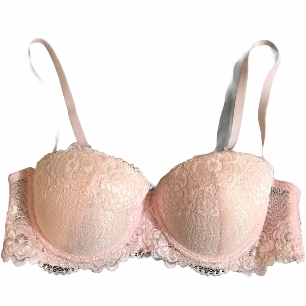 Yandy Lace Plush Bra Padded 34A soft pink Flora